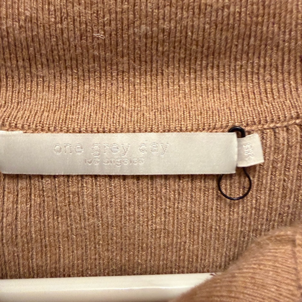 One Grey Day Tan Ribbed Sweater - Picture 2 of 2